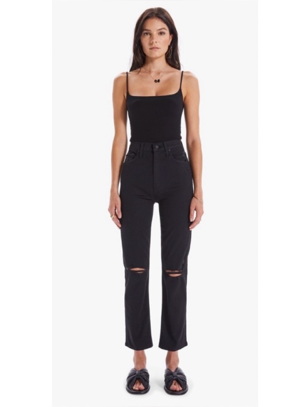 Mother high waisted rider ankle straight jeans